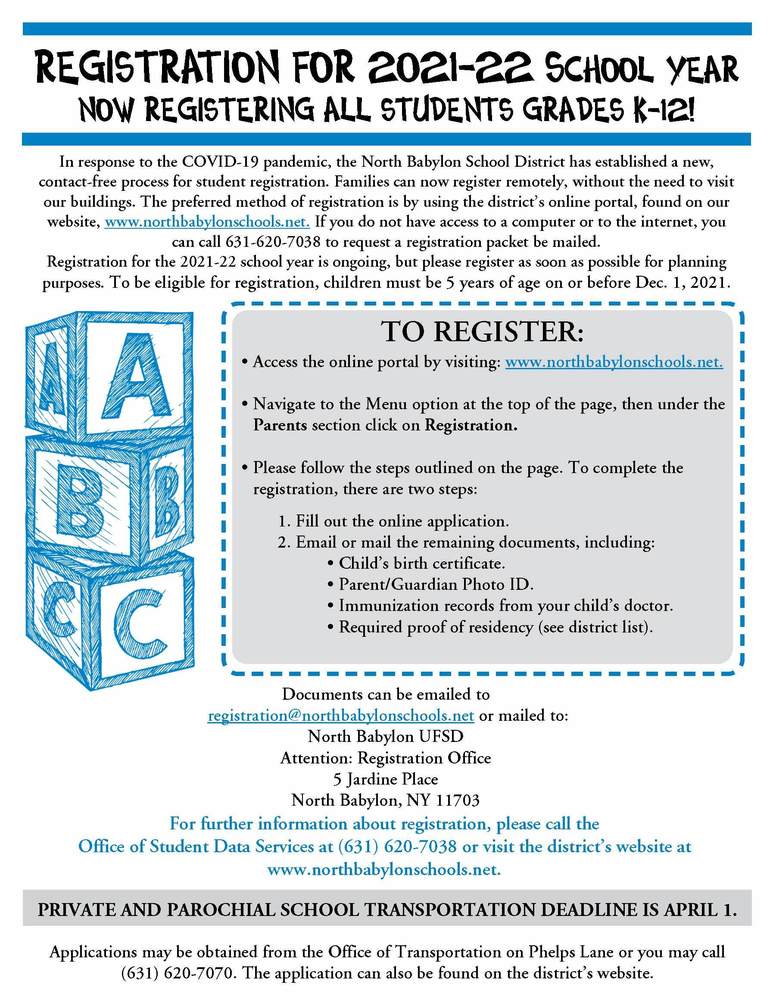 Registration for 2021-22 School Year - Now Registering all Students Grades K-12!