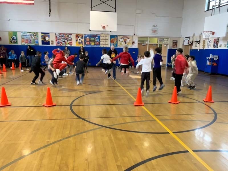 Students participating in the American Heart Association’s Kids Heart Challenge
